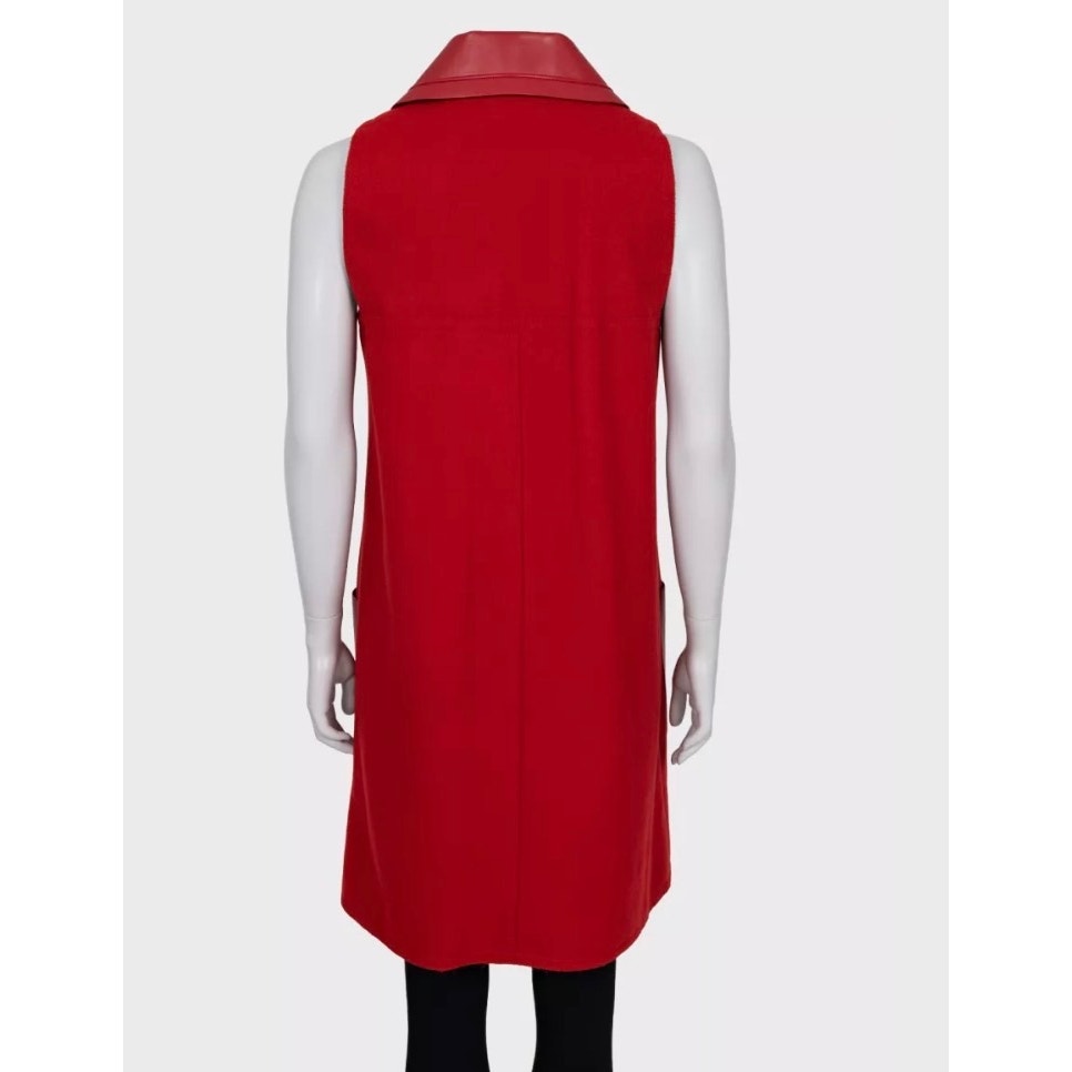 NWOT Fendi Red Virgin Wool & Leather Vest - IT42/M Pre-owned