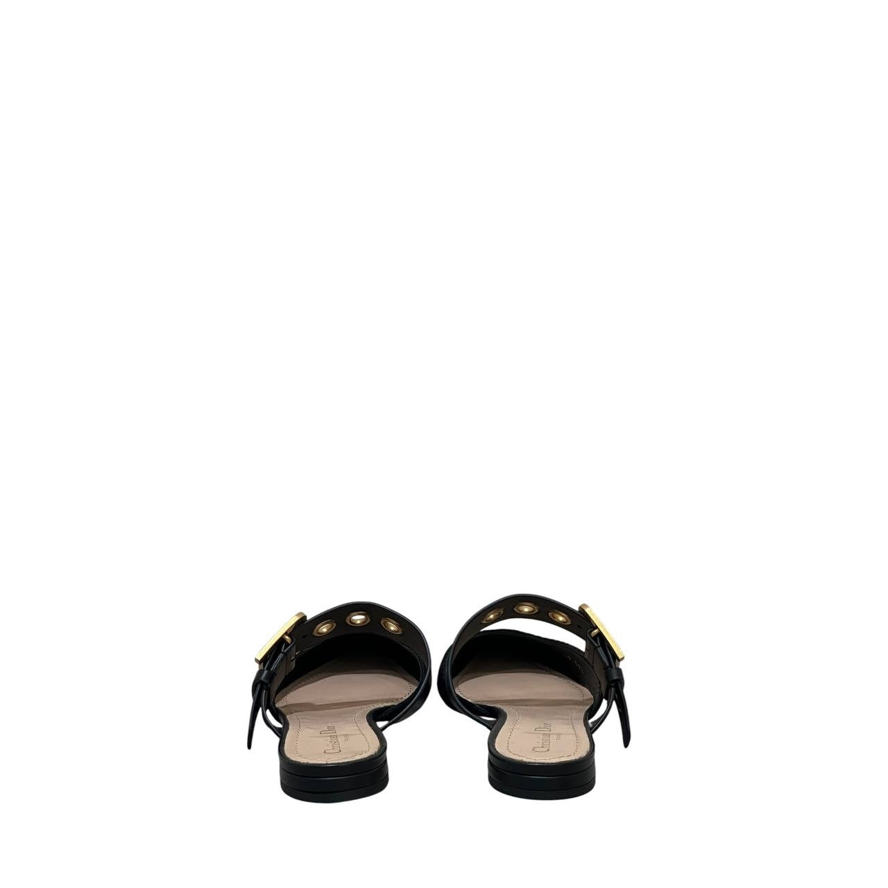 Christian Dior Black Leather Mules  sz.39.5 pre-owned