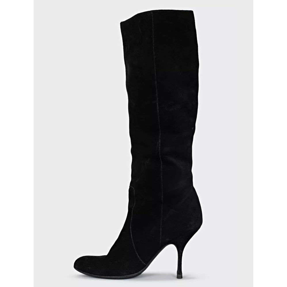 Gucci Black Suede Knee-High Stiletto Boots EU 38 Pre-owned