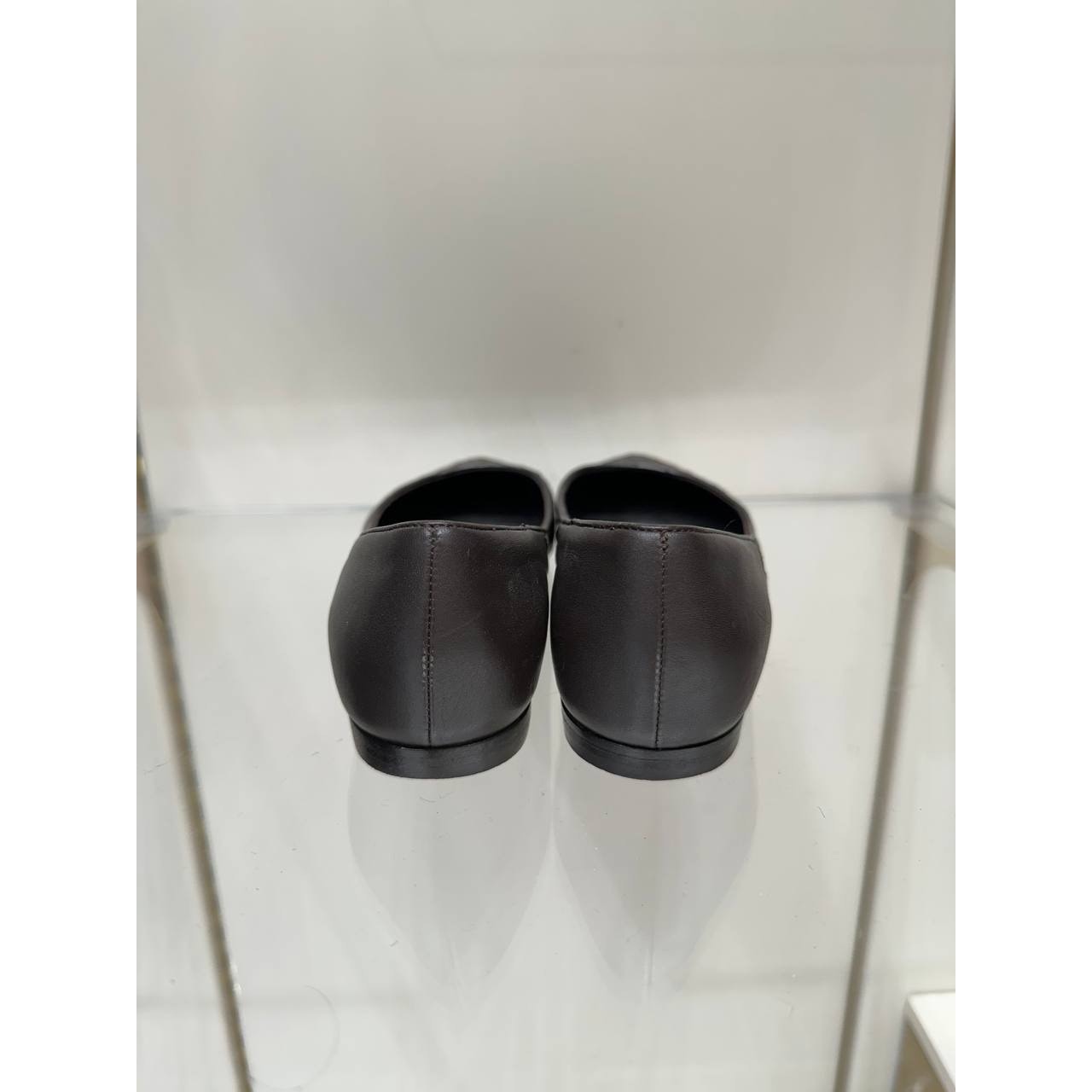 Bottega Veneta Dark Brown Leather Intrecciato Ballet Flats Sz.36 Pre-owned