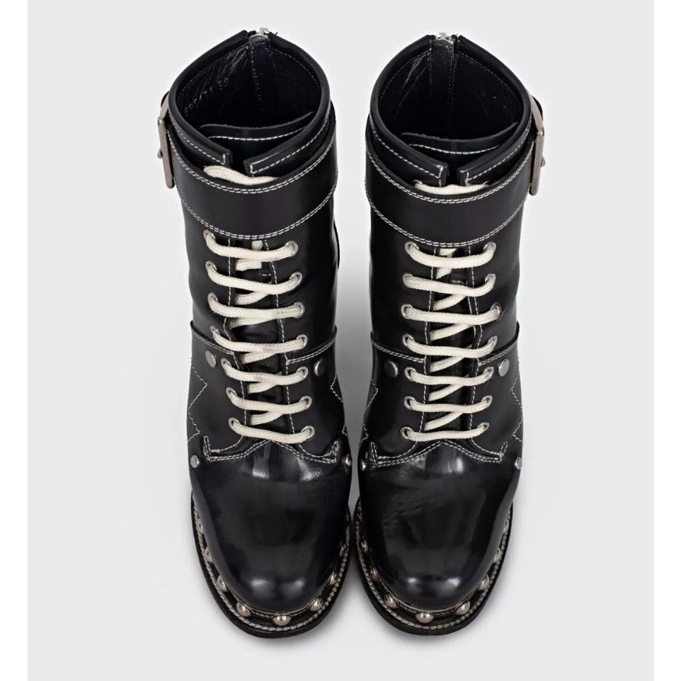 Alexander McQueen Studded Platform Leather Ankle Boots Sz.38 Pre-owned