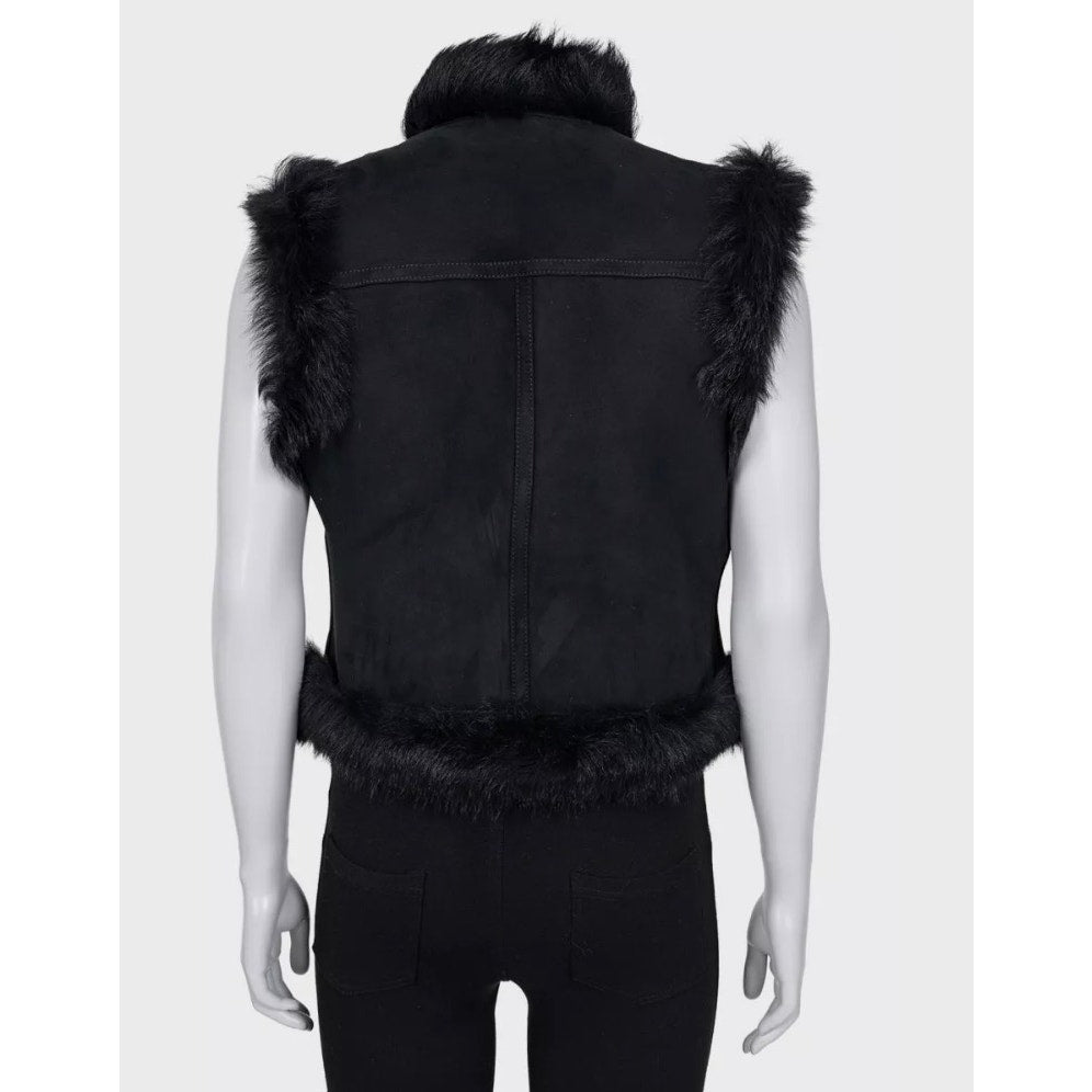 Balmain Black Lambskin Leather Vest - Size IT40 / S pre-owned