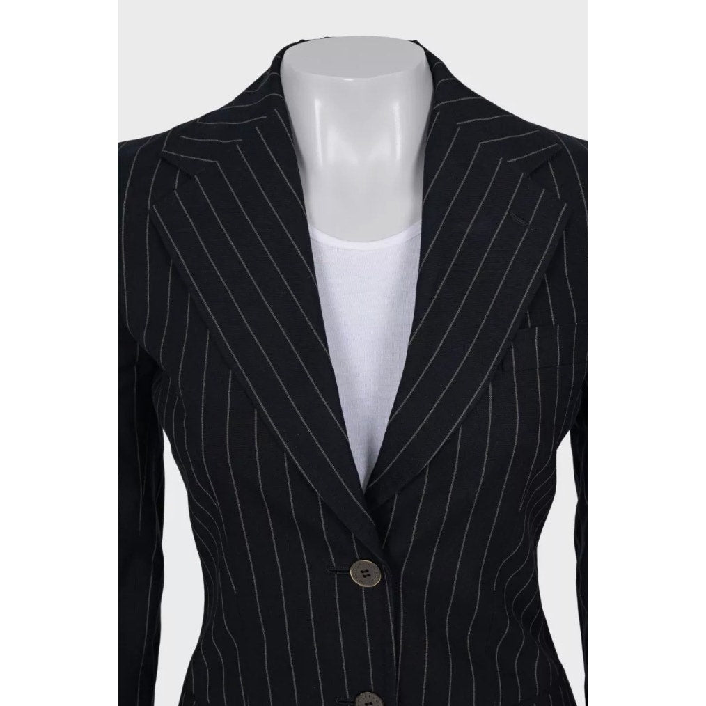 Dolce & Gabbana Navy Pinstripe Fitted Blazer - Size 38/XS Pre-owned