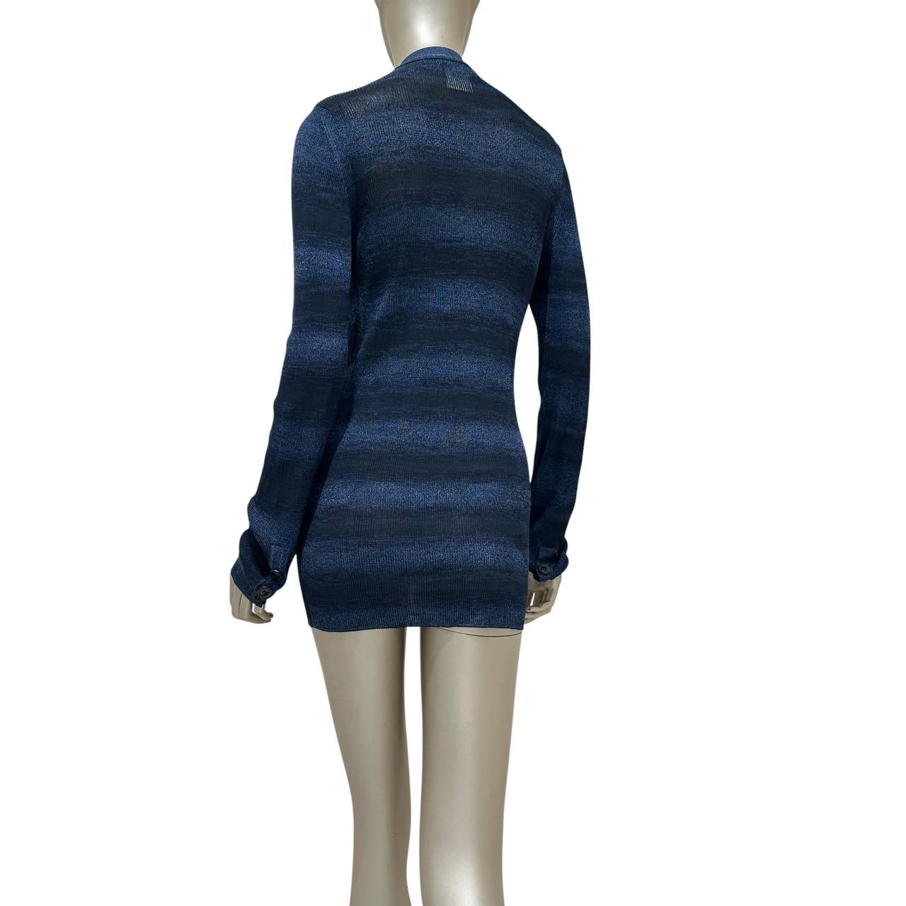 Chanel Navy Metallic Knit Fall 2009 Collection Cardigan  Sz.40 Pre-owned