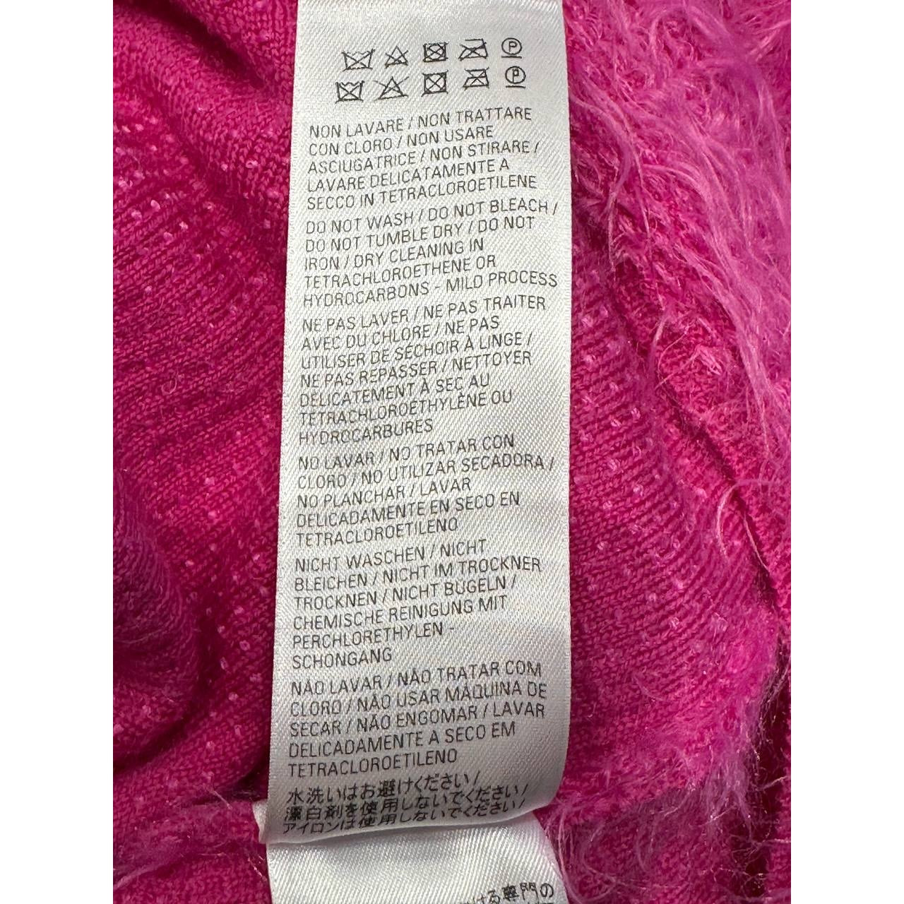 Balenciaga Bright Pink Knit  Large High Collar Tunic Sweater Sz.L Pre-owned