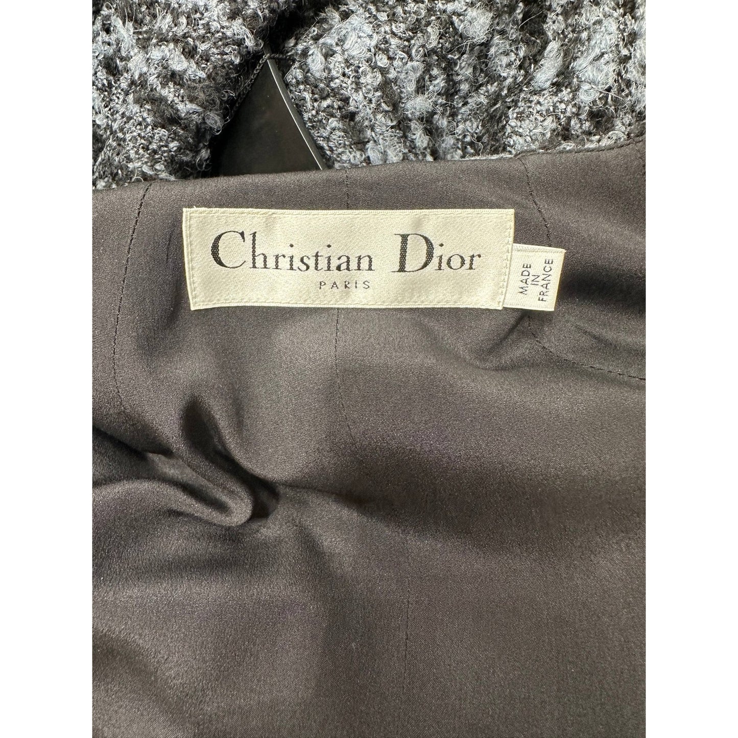 Dior Blue & Black Textured Belted Coat Dress Sz.38 Pre-owned