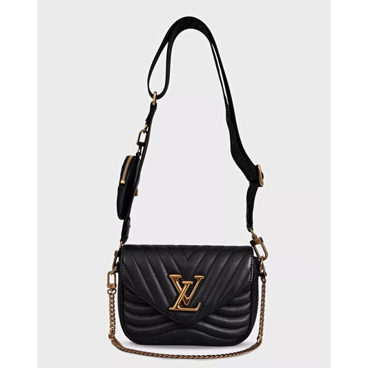 Louis Vuitton New Wave Multi Pochette Black Leather Crossbody Bag Pre-owned