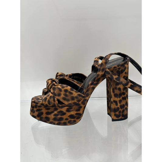 Saint Laurent Bianca Leopard Suede Platform Heels Sz.38 pre-owned