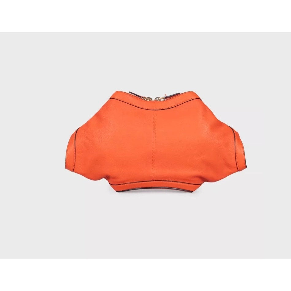 Alexander McQueen Orange Manta Leather Clutch pre-owned