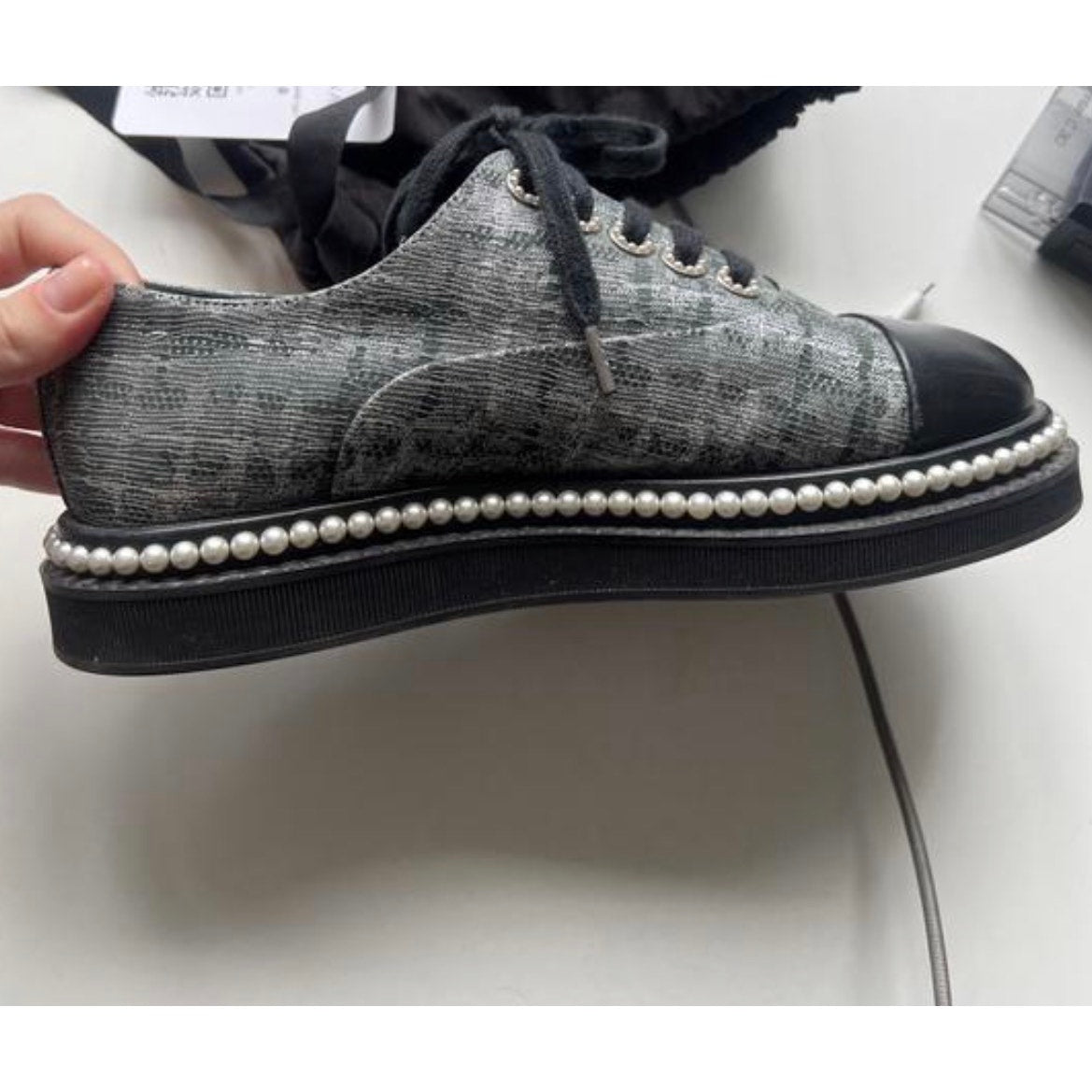 Chanel Silver Derby Lace-Up Shoes - EU 36 Pre-owned
