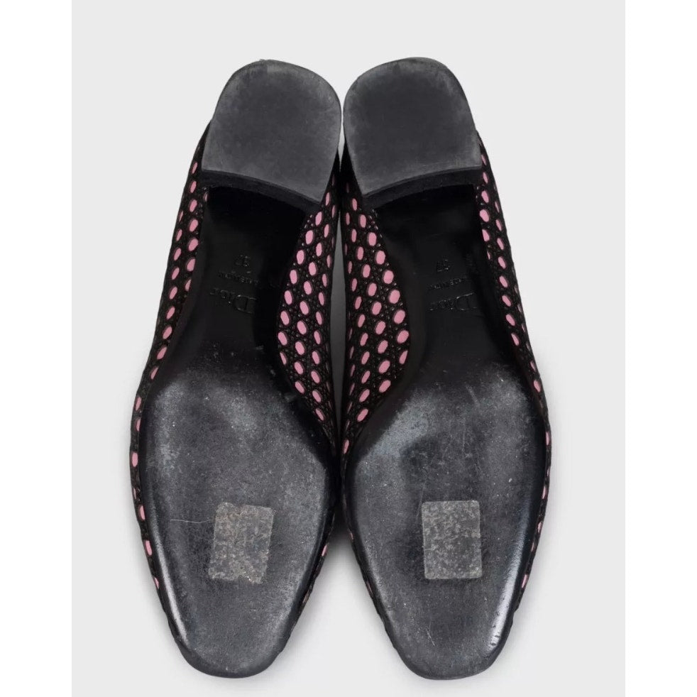 Christian Dior Black Suede Perforated Ballet Flats Sz.37 Pre-owned