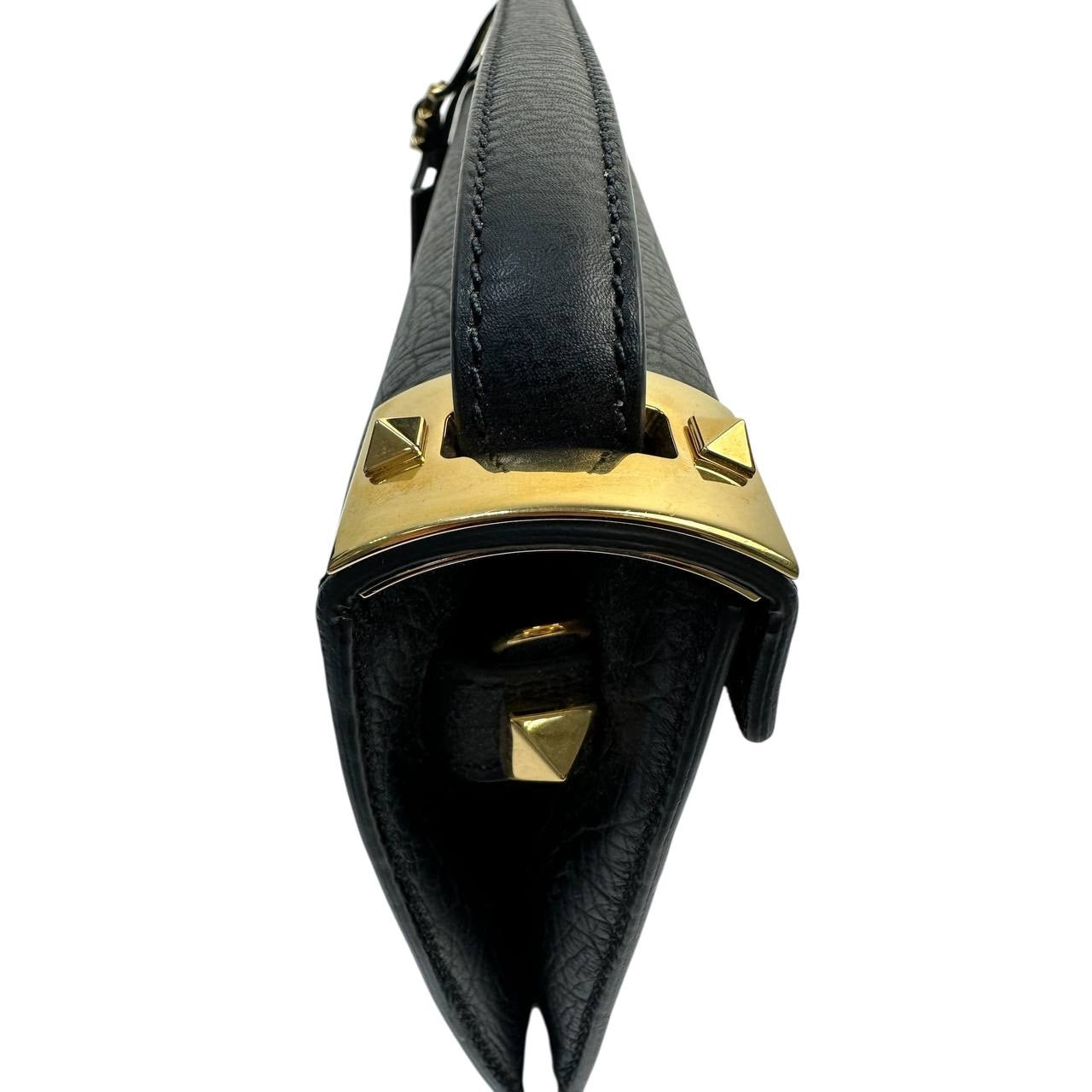 Valentino My Rockstud Black Leather Clutch Bag Pre-owned