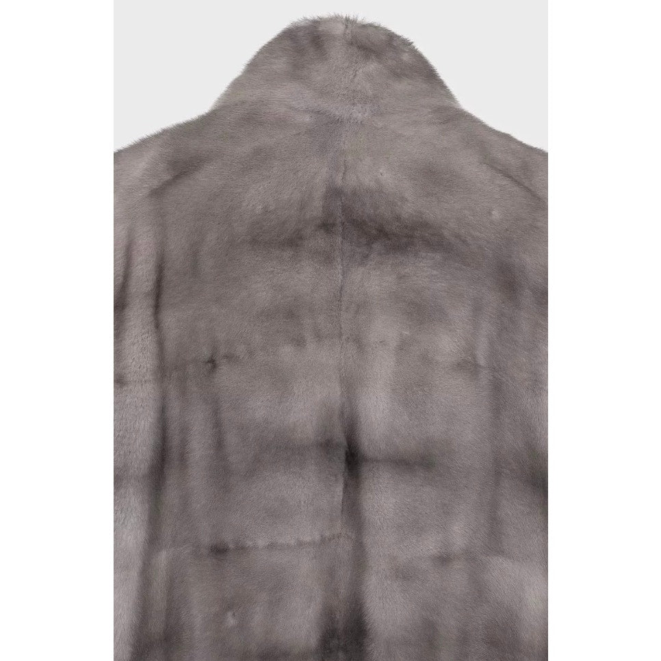 Gianfranco Ferre Gray Faux Fur Coat High Collar Sz L pre-owned