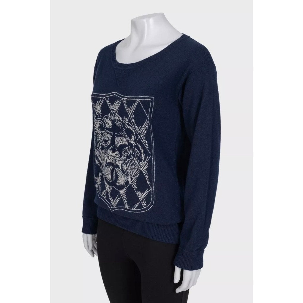 Chanel Vintage Blue Cashmere Jumper - Size M, EU38 Pre-owned