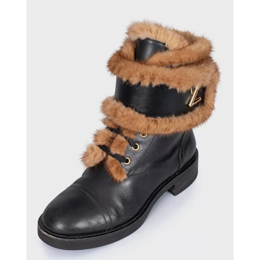 Louis Vuitton Wonderland Black Leather Boots - Size 39 Pre-owned