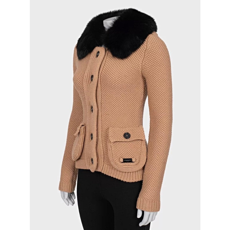 Burberry Brown Wool Cardigan with Detachable CollarSz.XS Pre-owned