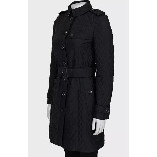 Burberry Black Quilted Belted Coat - Size XS (IT38) Pre-owned