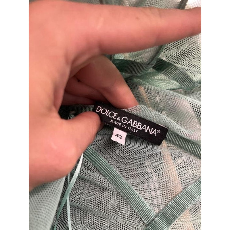 Dolce & Gabbana Green Mesh Corset Top - IT 42 / M Pre-owned
