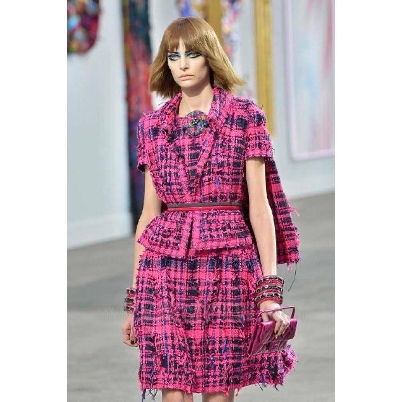 Chanel Spring 2014 Pink Tweed A-Line Dress - Size S Pre-owned