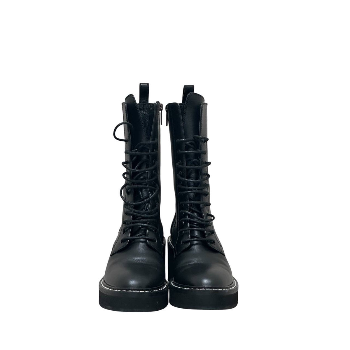 Khaite Black Leather Combat Boots Sz.38.5 Pre-owned