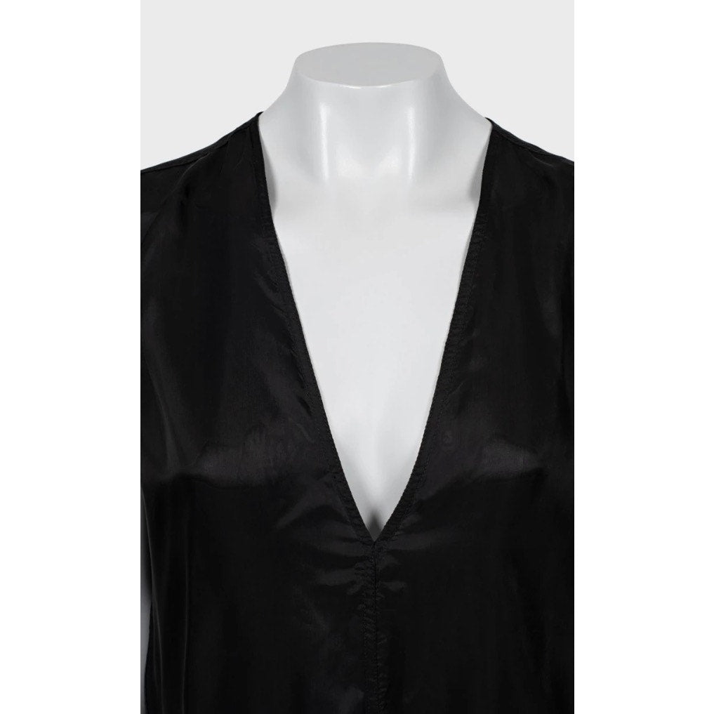 Rick Owens Black Sheer Cupro Loose Flowing Dress US4 S Pre-owned