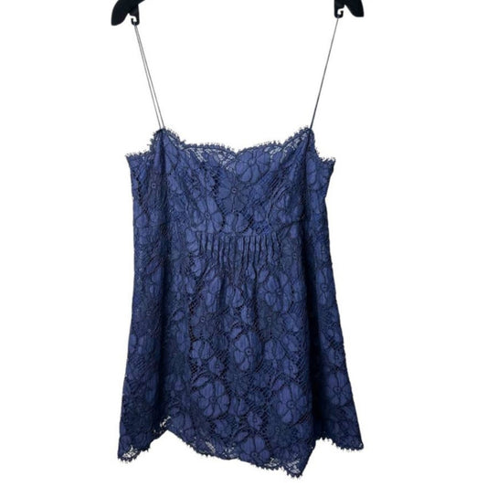 Chanel Blue Floral Lace Caraco CC Logo Buttons Tank Top Sz.38 Pre-owned