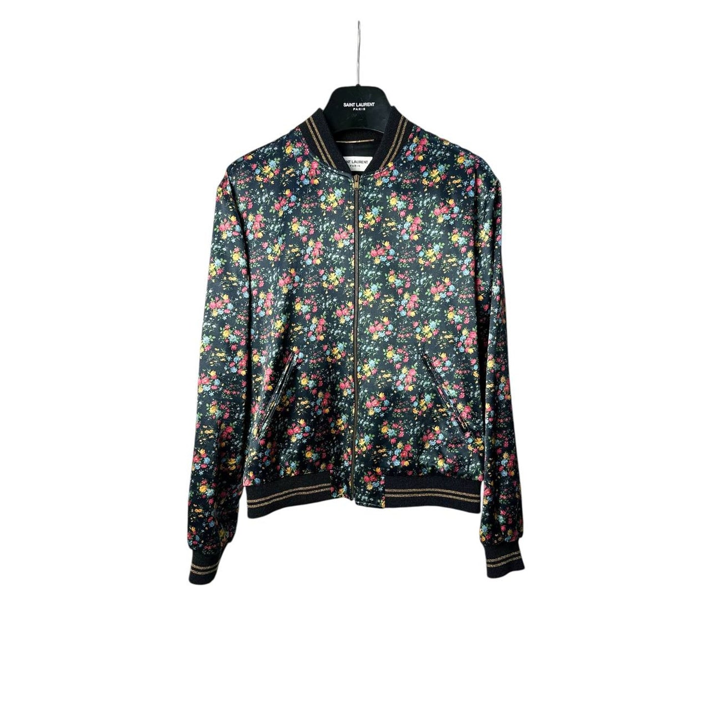 Saint Laurent Floral Print Bomber Jacket Sz.38 Pre-owned
