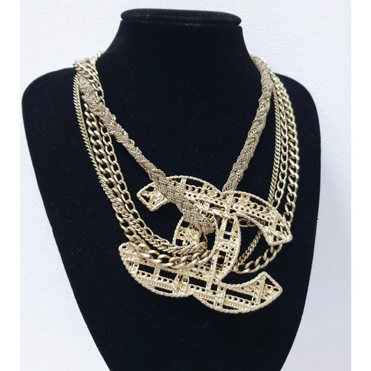 Chanel Goldtone Metal Chain CC Choker Necklace Pre-owned