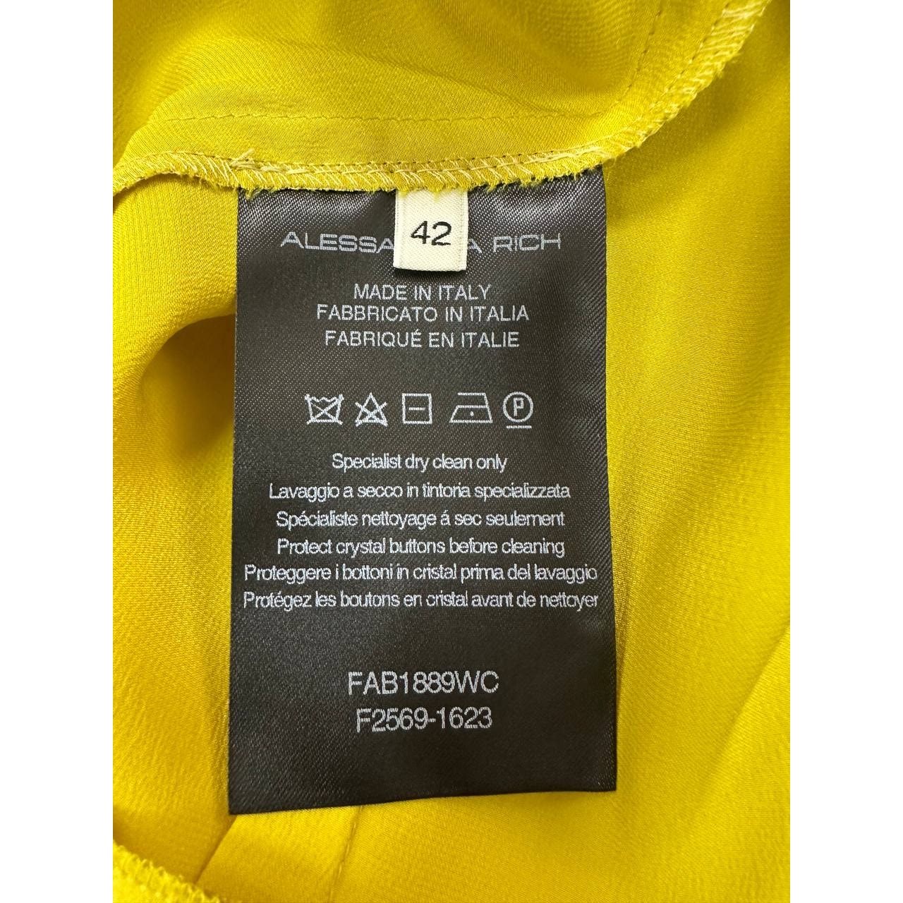 ALESSANDRA RICH Long Embellished Satin Turtleneck Dress In Yellow Sz.42 Pre-owned