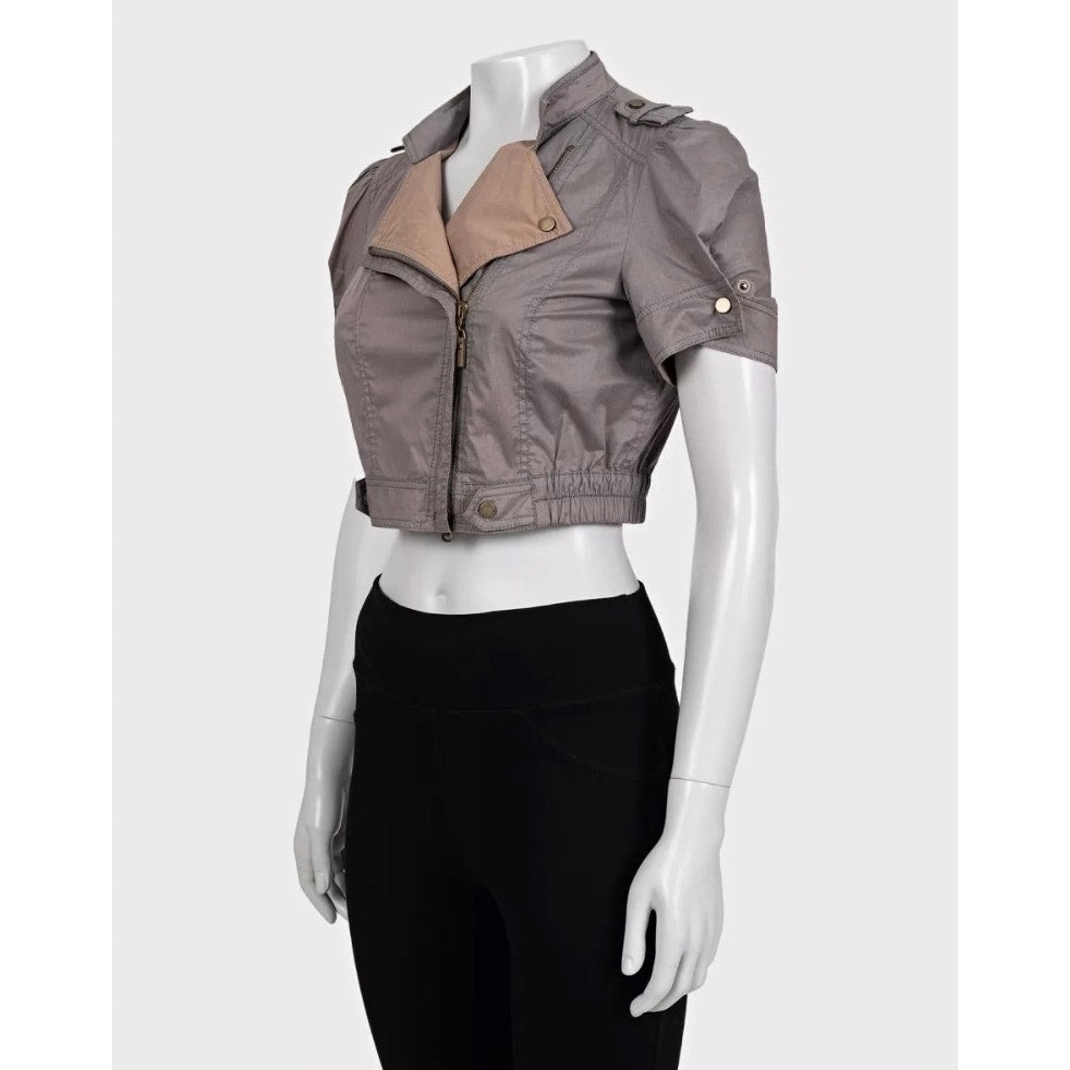 Brunello Cucinelli Brown Cropped Cotton Jacket - Size S Pre-owned