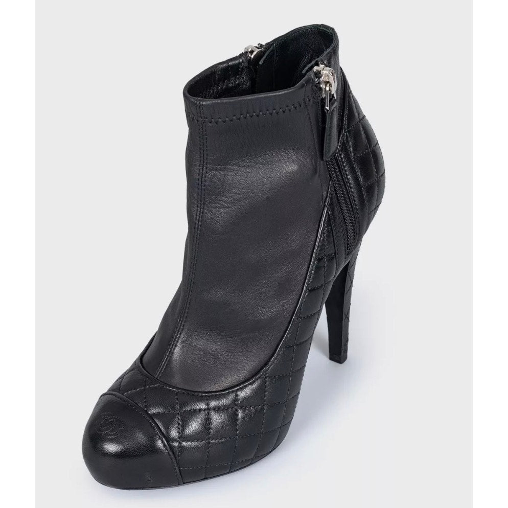 Chanel Quilted Leather Ankle Boots - Size 36 Pre-owned