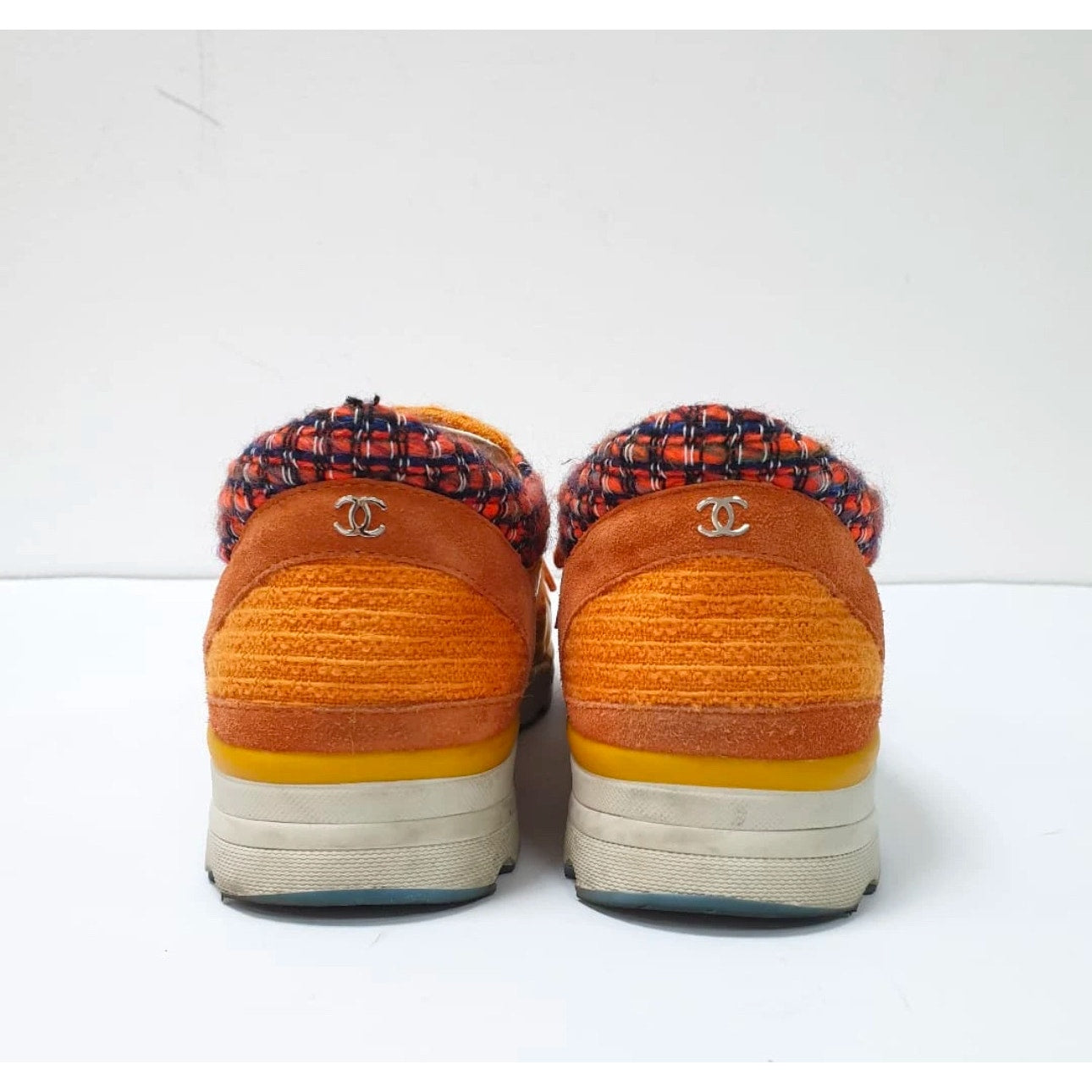 CHANEL orange & gold 14K SUPERMARKET TWEED Sneakers pre-owned