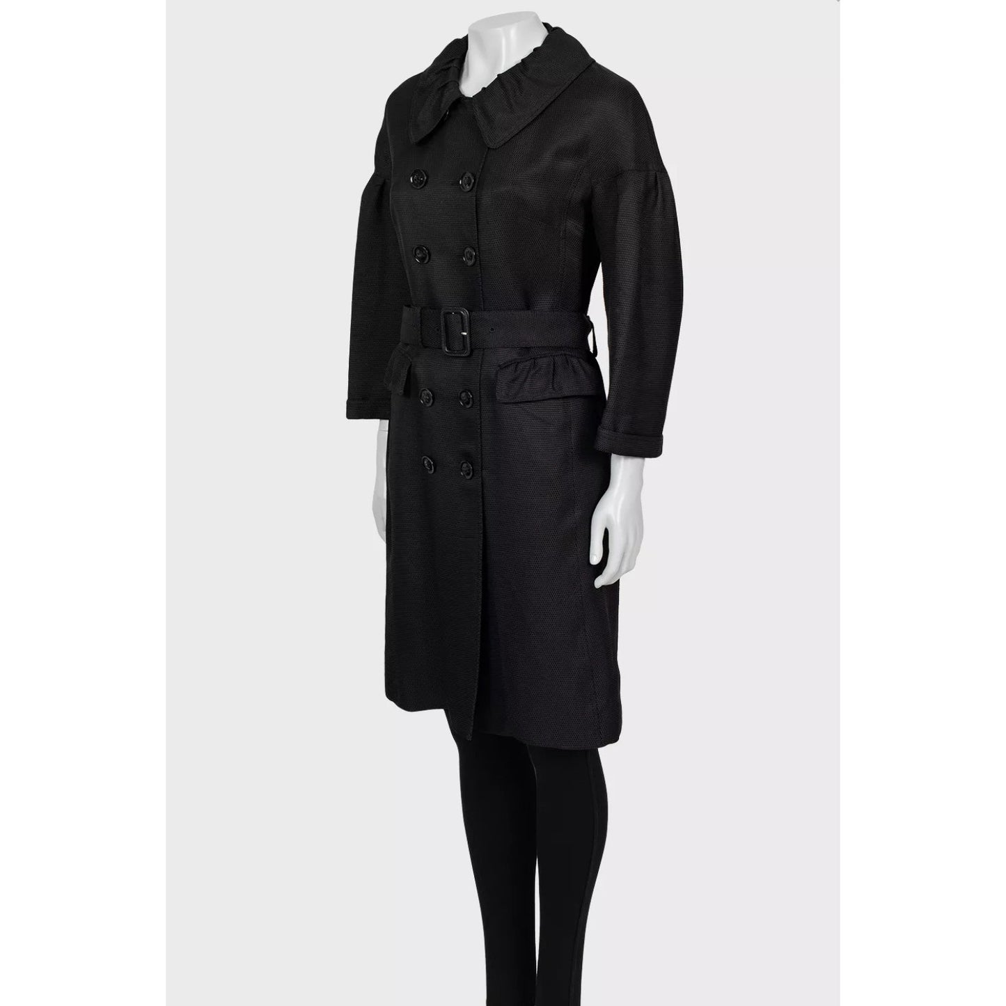 Burberry Black Fitted Trench Coat - Size L (IT44) Pre-owned