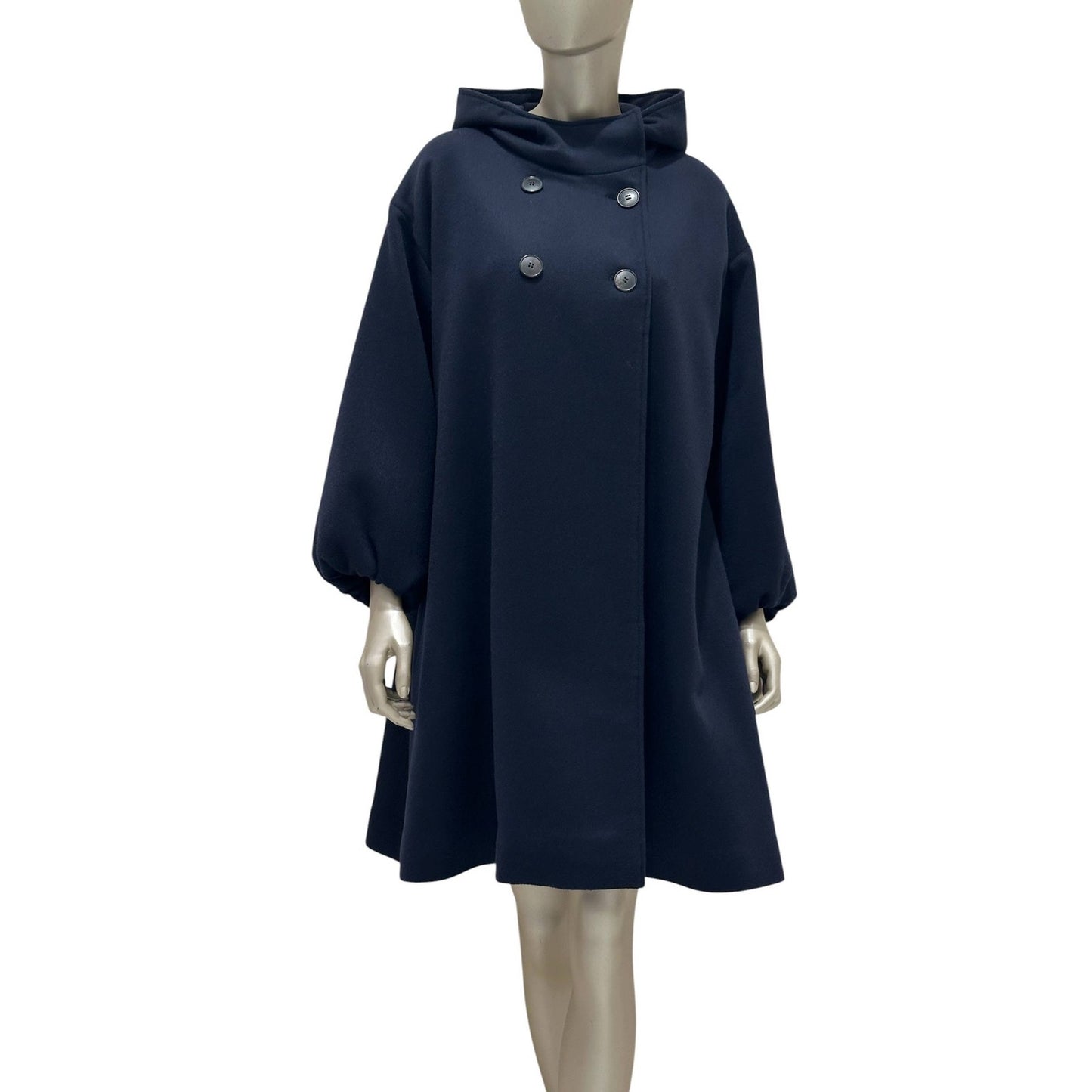 Christian Dior Navy Cashmere Hooded Oversized Coat Sz.38 Pre-owned