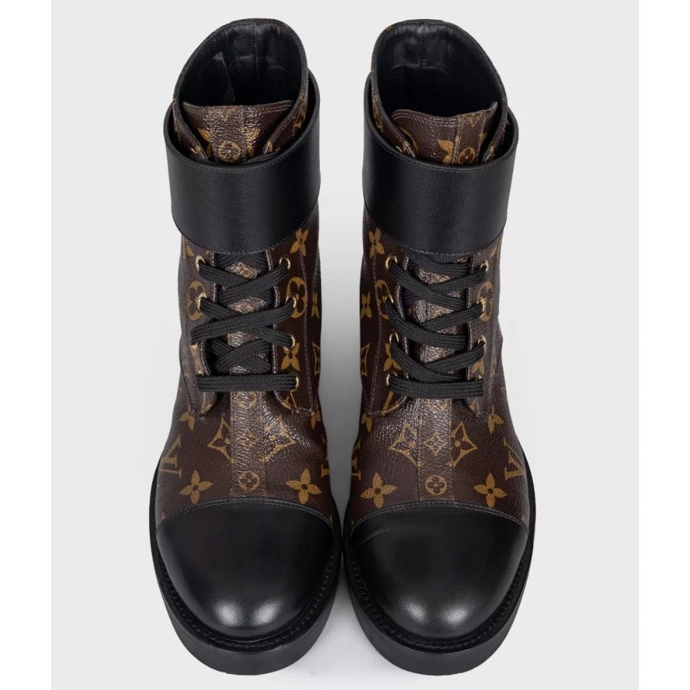 Louis Vuitton Wonderland Leather & Canvas Ankle Boots Sz 38 pre-owned