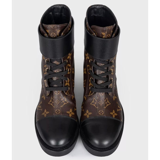Louis Vuitton Wonderland Leather & Canvas Ankle Boots Sz 38 pre-owned