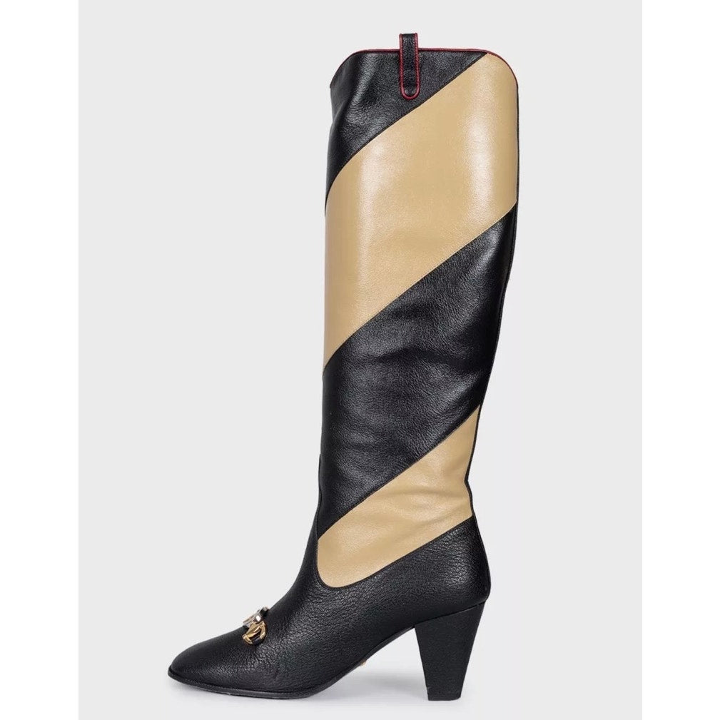 Gucci Multicolor Striped Leather Wedge Boots Sz.38 Pre-owned