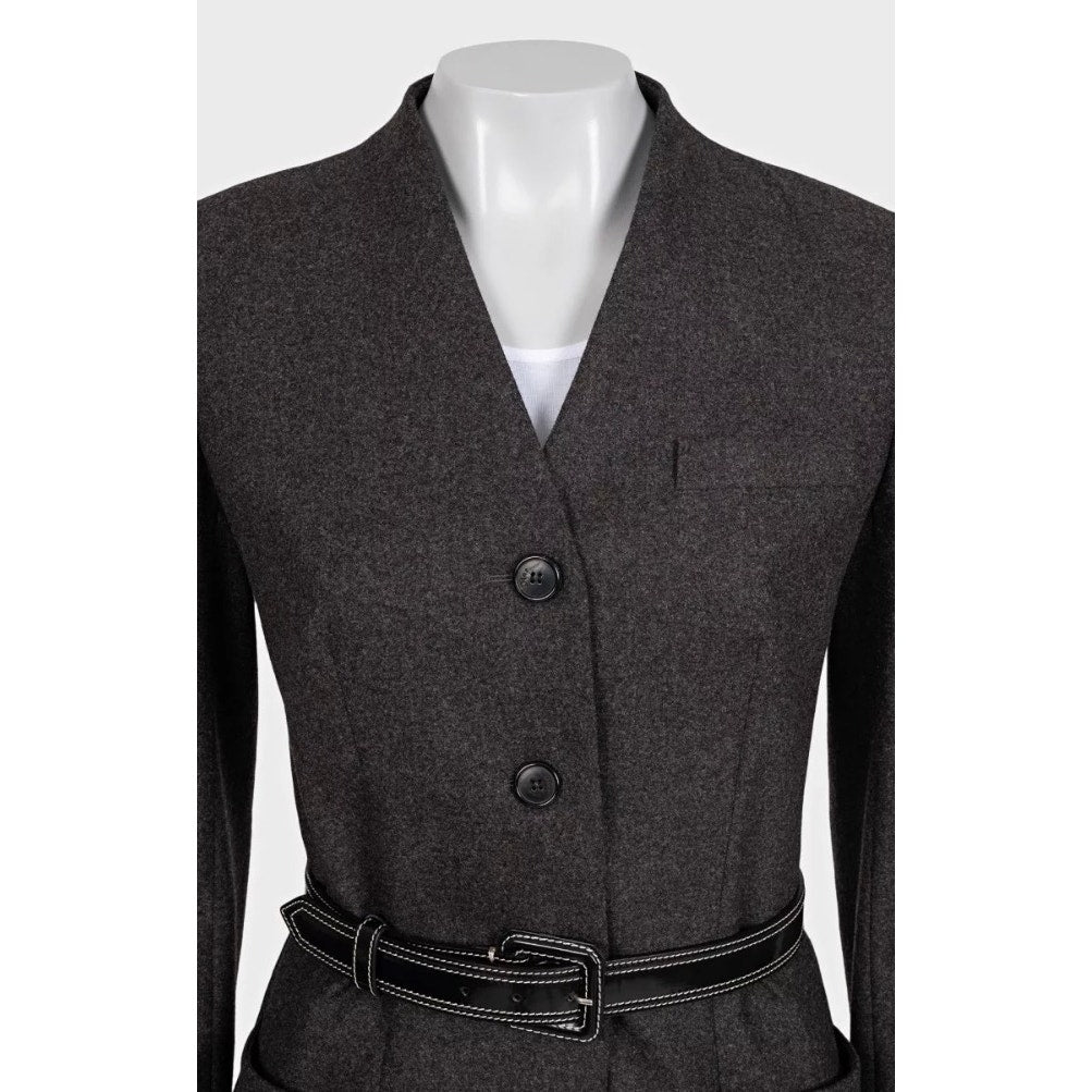 Christian Dior Gray Wool Angora Fitted Jacket Sz.38 Pre-owned