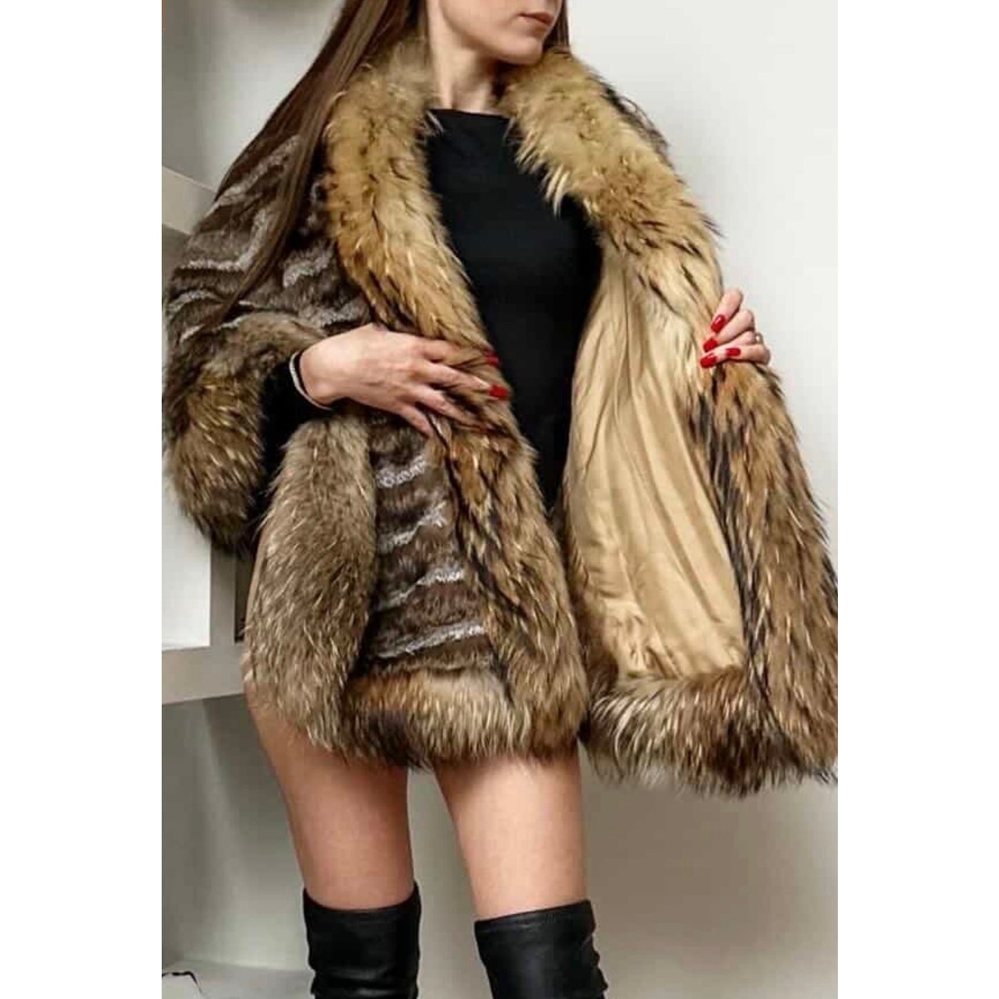 Rare Vintage Yves Saint Laurent  faux Fur Poncho Size 38 Pre-owned