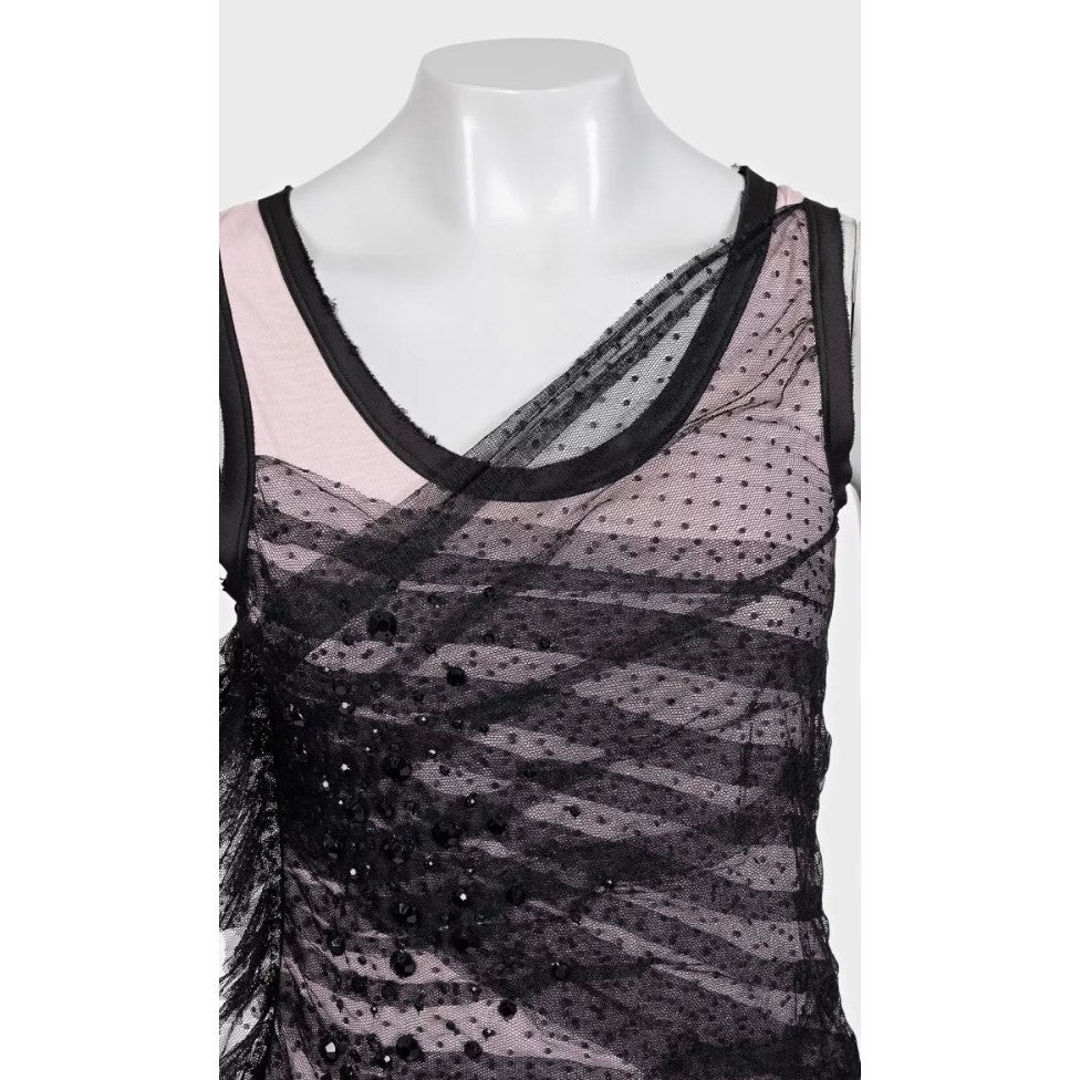 Valentino Elegant Pink Lace Viscose Tank Top - US 6 Pre-owned
