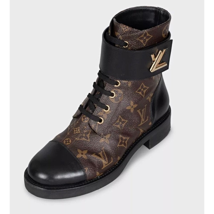 Louis Vuitton Monogram Canvas Leather Ankle Boots 38.5 Pre-owned