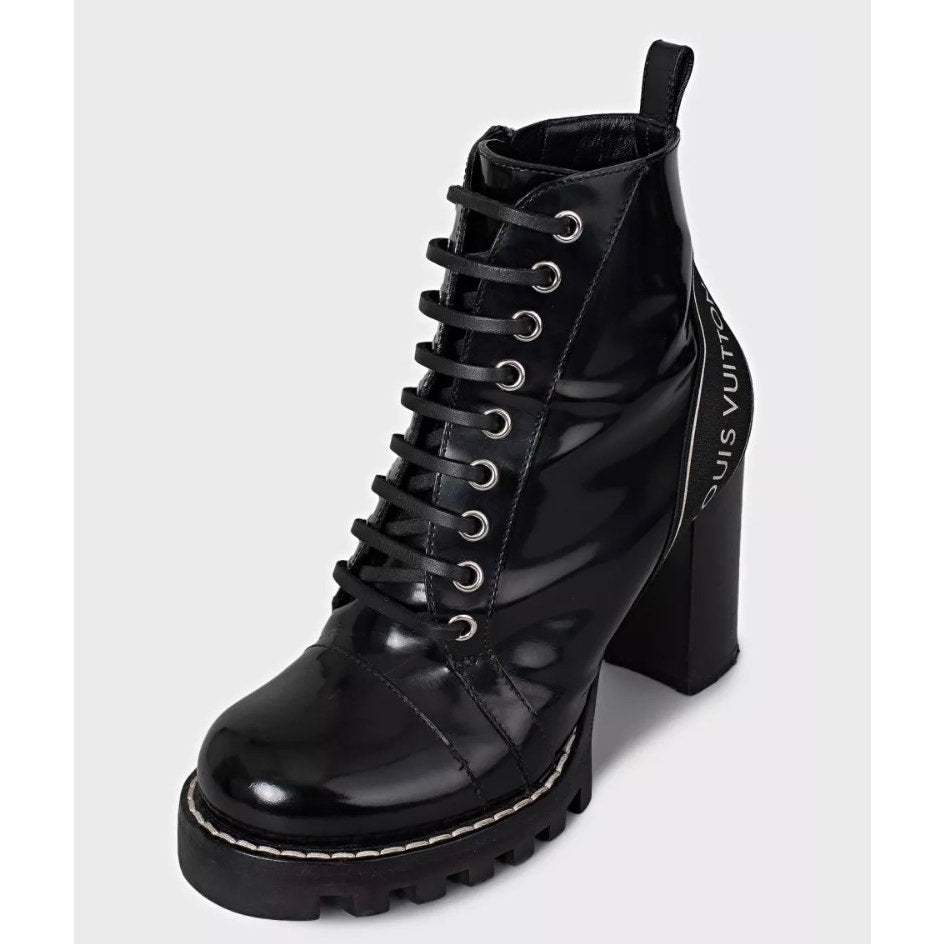 Louis Vuitton Star Trail Black Leather Ankle Boots Sz 37.5 Pre-owned