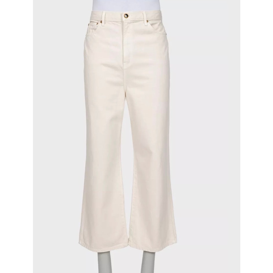 Khaite White Wide-Leg Mid-Rise Jeans - Size 29 Pre-owned