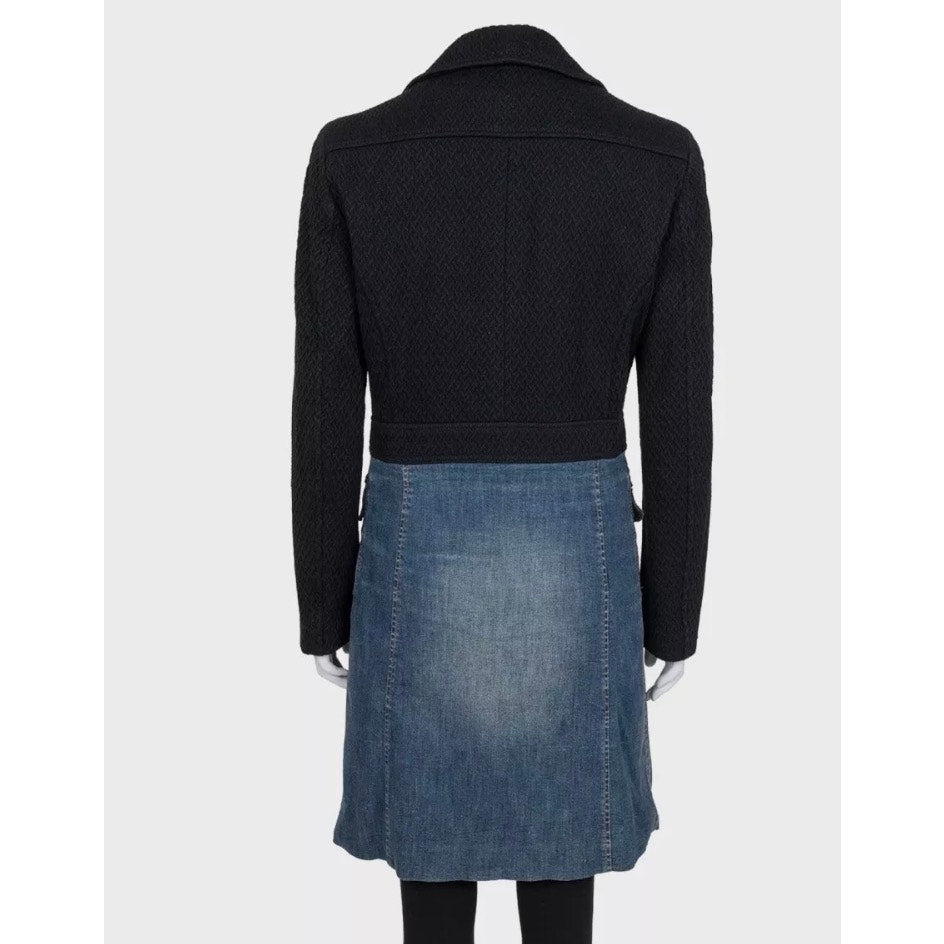 Dolce & Gabbana Mixed Material Double-Breasted Coat 44/L Pre-owned