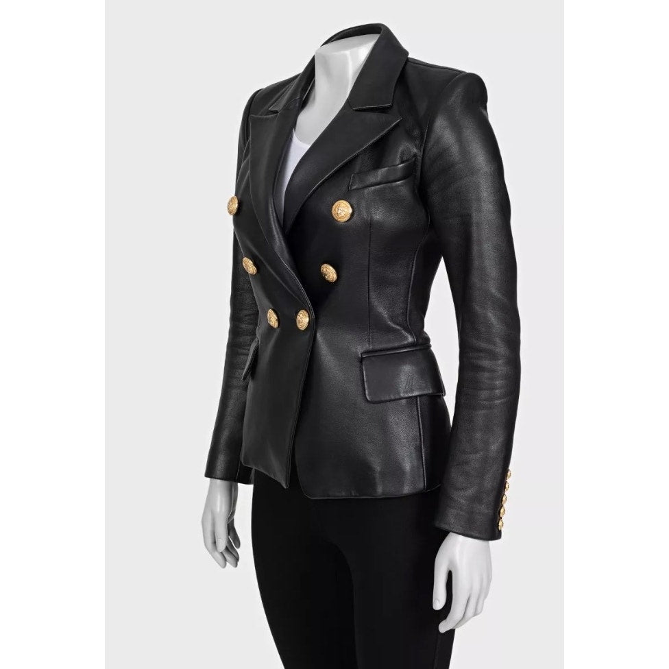 Balmain Luxurious Black Lamb Leather Jacket - Size FR34/XS Pre-owned