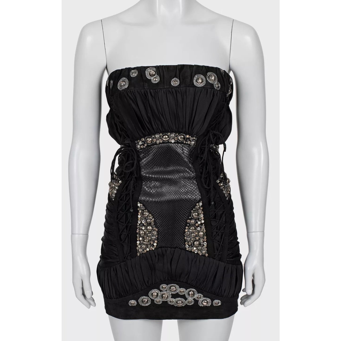 Balmain Black Silk Crystal Embellished Mini Dress іяю36/S Pre-owned