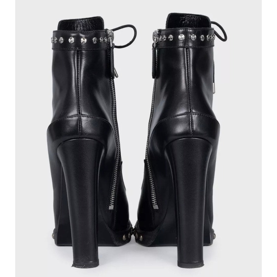 Alexander McQueen Black Leather Ankle Boots Sz.39 pre-owned