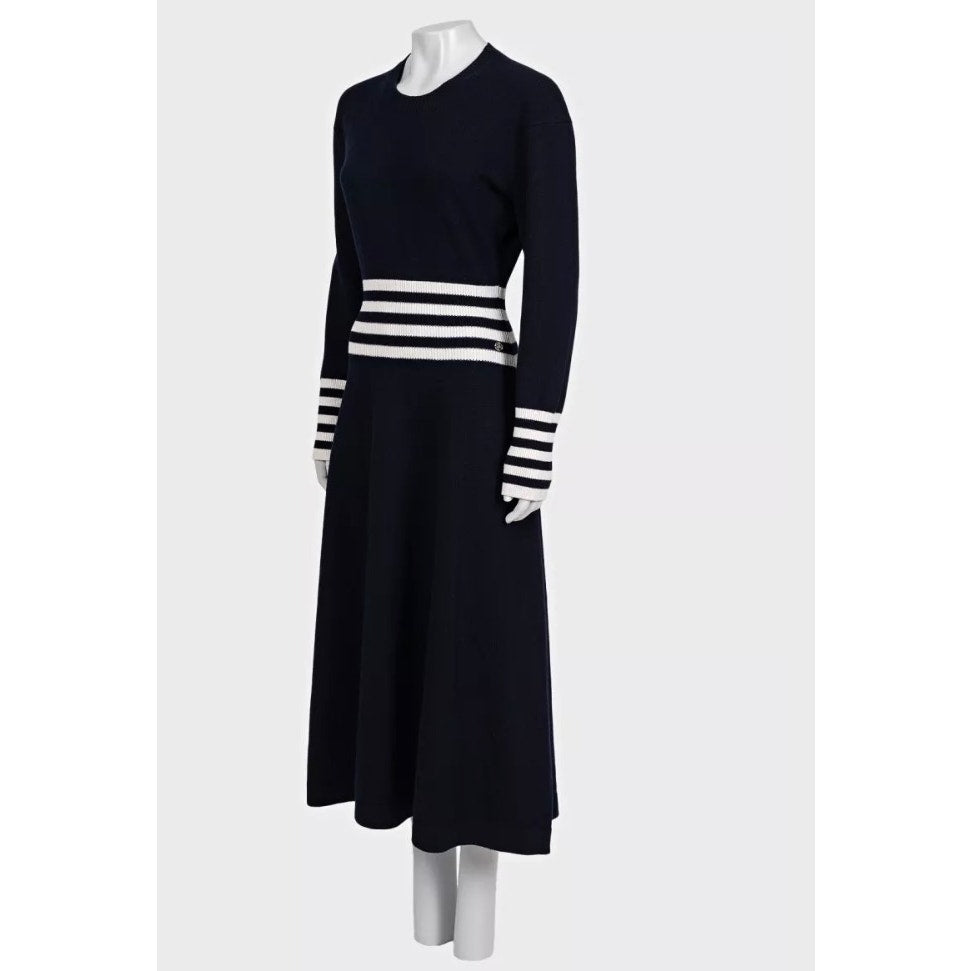 CHANEL Fall 2016 Cashmere Knit Striped Maxi Dress Sz.48/4XL Pre-owned