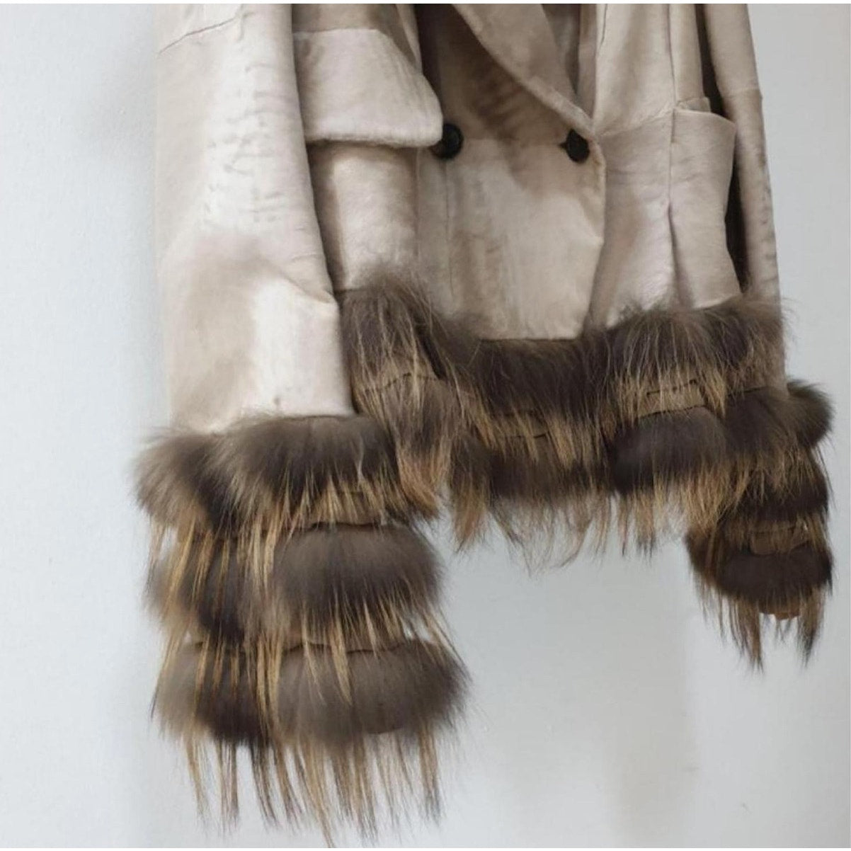 Christian Dior Beige Leather Fox Trimmed Jacket Sz.36 Pre-owned