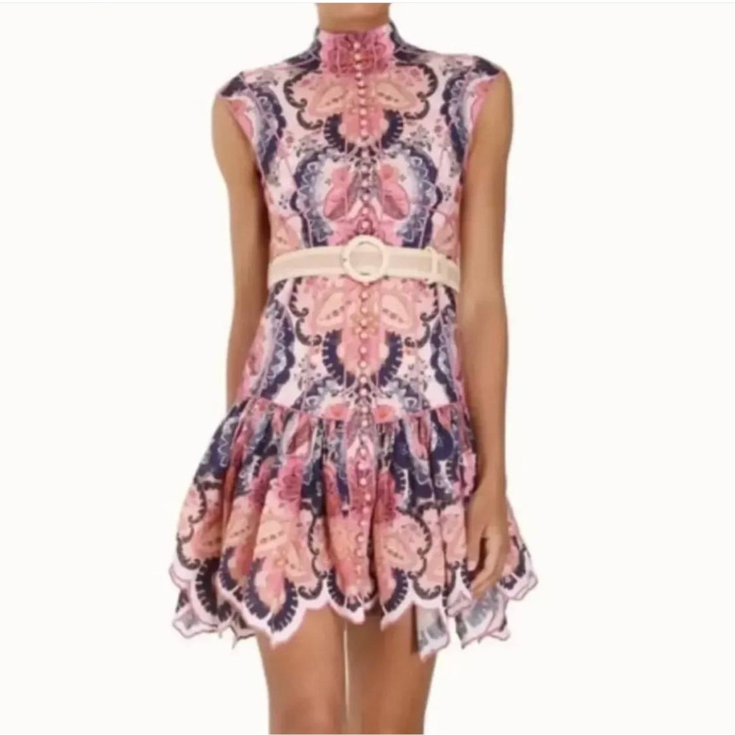 Zimmermann Linen Printed Mini Dress Sz.0 Pre-owned